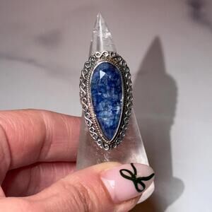 Large Blue Kyanite Statement Ring: 925 Sterling Silver • Size 7